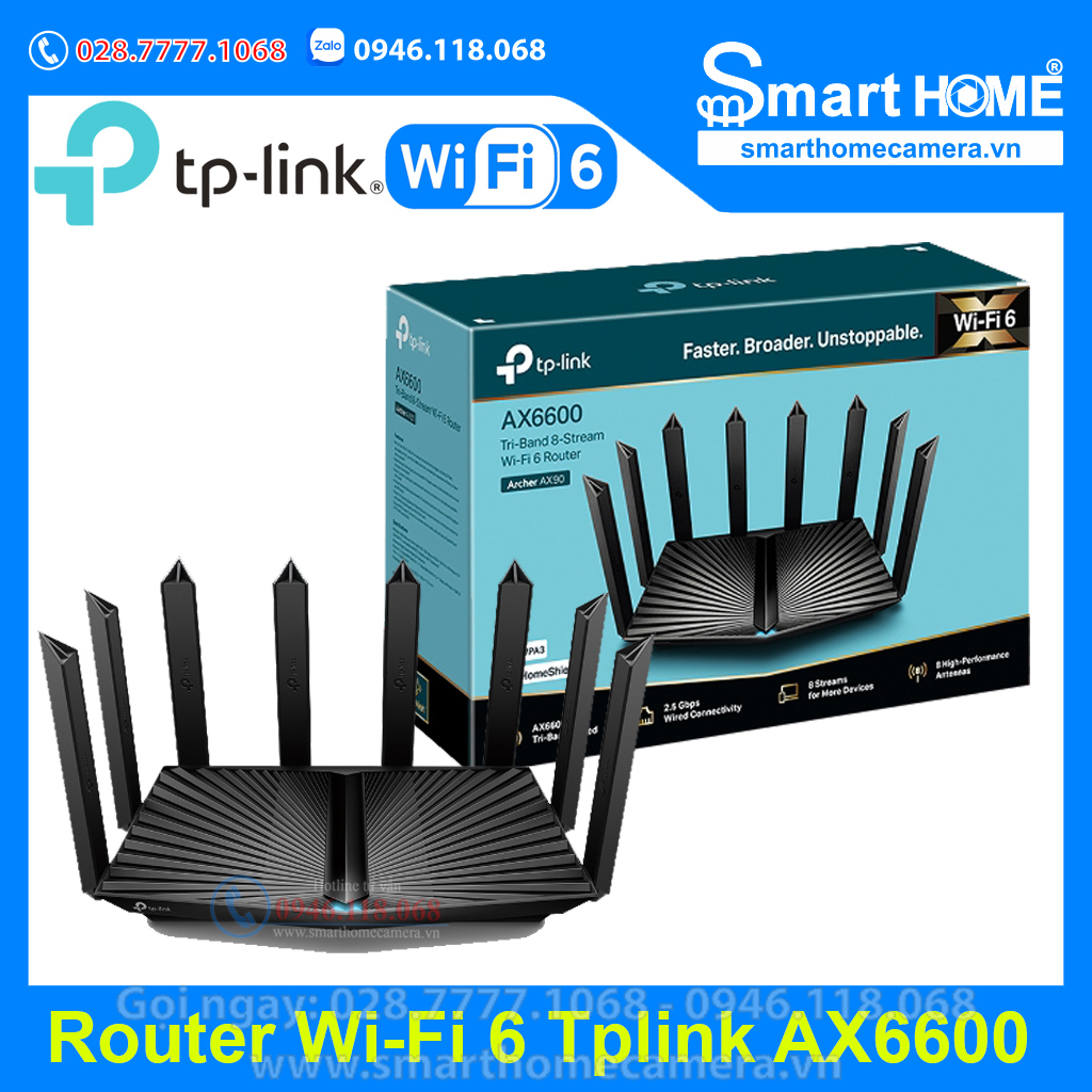 Thiết bị mạng Router WiFi 6 Tplink AX6600 (Archer AX90)