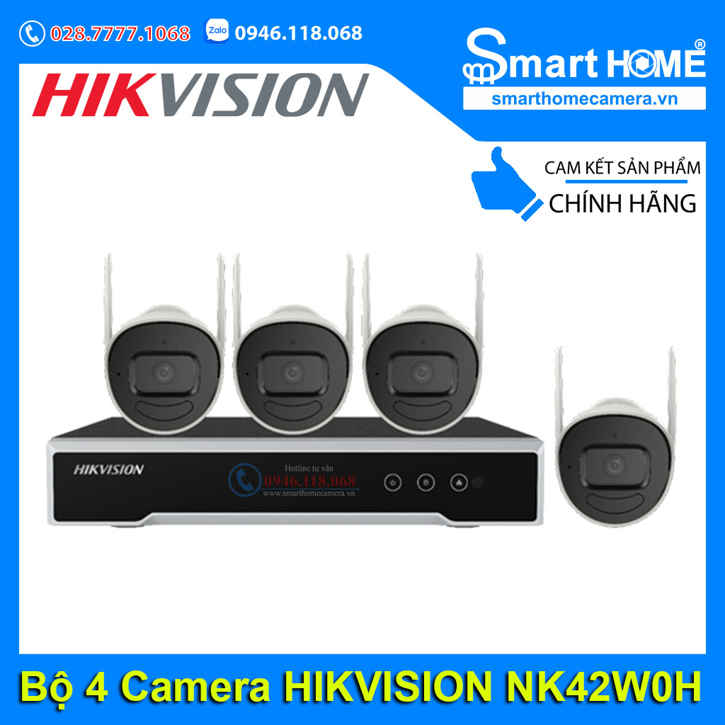 Trọn Bộ Kit 4 Camera Wifi HIKVISION NK42W0H 2.0Mpx 1080P FullHD