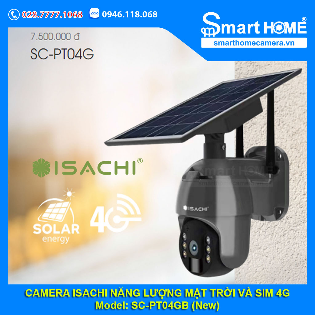 Camera ISACHI SC-PT04GB (New) – Camera IP PTZ ISACHI Năng Lượng Mặt Trời Và Sim 4G