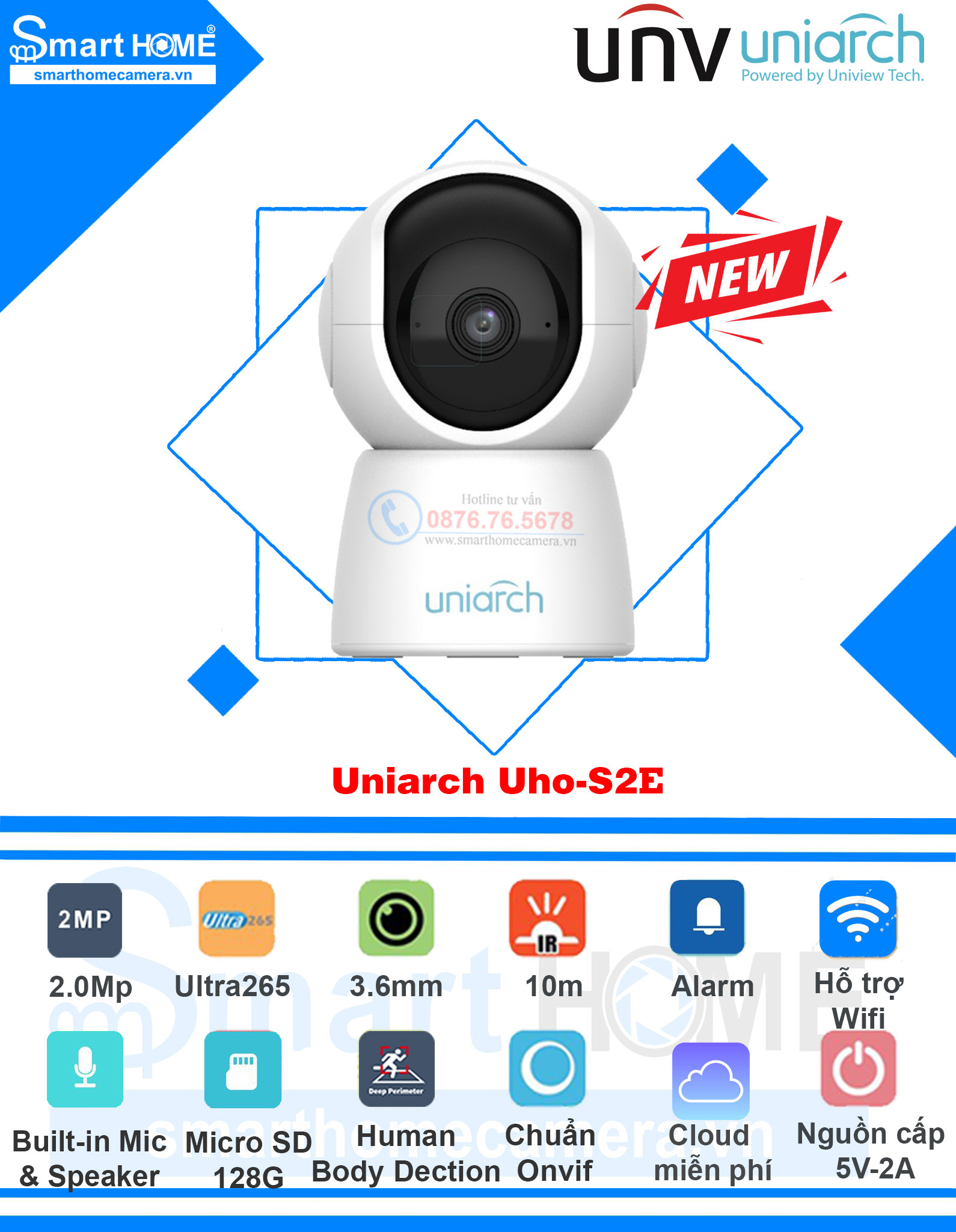 Giới thiệu sản phẩm Camera IP Wifi Uniarch Uho-S2E 1080P FullHD